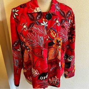 Chicos blazer red floral sz 1 sz small/ medium equivalent good condition